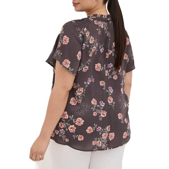 torrid Tops - Torrid Dark Gray Floral Blouse
